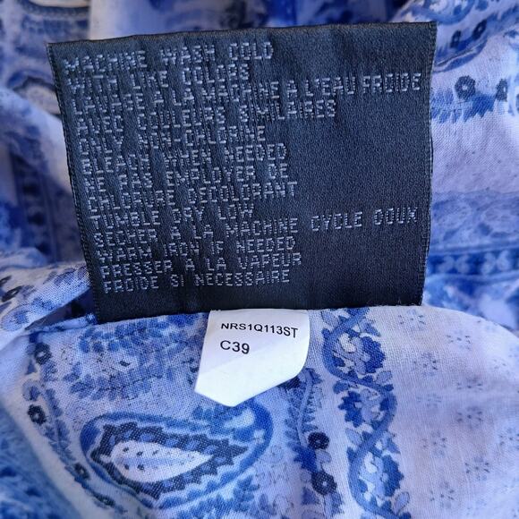NWOT Rogue State Blue Paisley Pearl Snap-Front Shirt L cotton collared s.sleeve - Picture 10 of 14